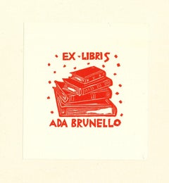 Ex Libris Ada Brunello - Xilografía original - Principios del siglo XX