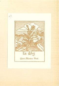 Ex Libris Gheri Mantero - Xilografía original - Mediados del siglo XX