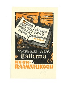 Ex Libris Tallinna - Xilografía original - Años 60