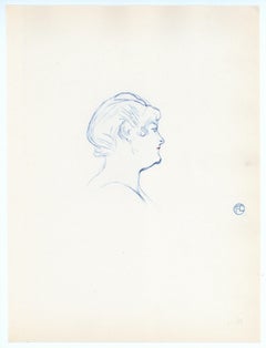 "Lithographie "Tête de femme de profil