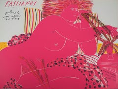 Greece : Pink Nude with Wheat Ear - Original lithograph, 1982