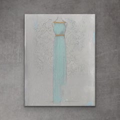 Blu veneziano - 6 "x8", Pittura originale, Moda figurativa, ispirazione Fortuny 