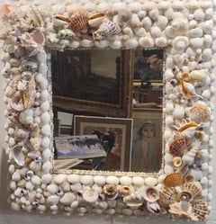 Large Rococo Baroque Style Shell Encrusted Grotto Wall Mirror