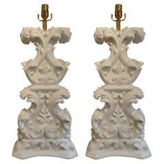 Pair of Hollywood Regency Dorothy Draper Plaster Lamps