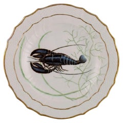 Royal Copenhagen Porcelain Dinner Plate with Hand-Painted Crayfish Motif