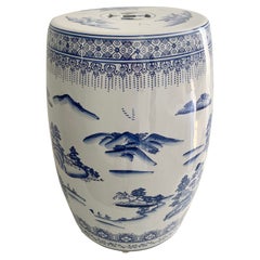 Chinoiserie Blue and White Porcelain Garden Stool