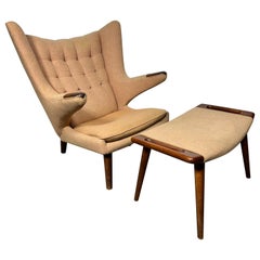 Early 1960’s Hans Wegner Papa Bear Chair and Ottoman by AP Stolen/ Denmark