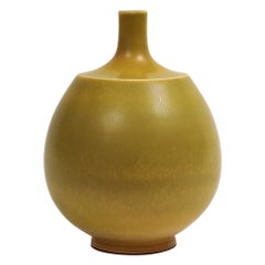 Berndt Friberg for Gustavsberg Vase, Stoneware, Yellow, Signed