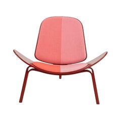 2021 Carl Hansen CH07 Shell Lounge Chair by Hans Wegner w/ Red Aniline Two-Tone