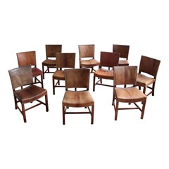 Set of Ten Kaare Klint Red Chairs Niger Leather and Mahogany 