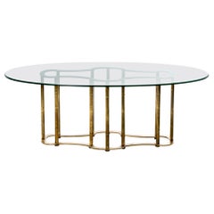 Mastercraft Brass Faux Bamboo Hollywood Regency Dining Table, circa 1970