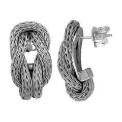 Georgios Collections 18 Karat White Gold Rope Earrings with Hercules Knot