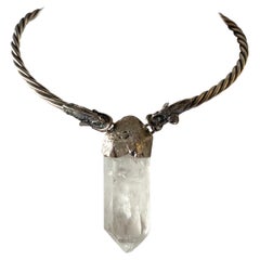 Mythical Fish Rock Crystal Obelisk Necklace