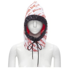 LOUIS VUITTON FORNASETTI 2021 white red logo jacquard nylon trim snood hood hat