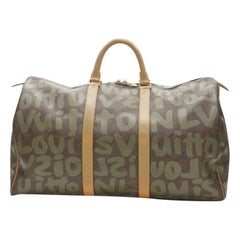 rare LOUIS VUITTON Stephen Sprouse Graffiti khaki green monogram Keepall 50 bag