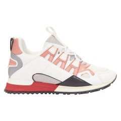 LOUIS VUITTON Run Away off white pink LV logo mesh leather sneakers EU38