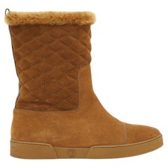 Louis Vuitton US5.5 Camel Suede Fur Boots FR37