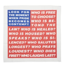 Flag Screenprint on Cotton Blend Bandana by Barbara Kruger