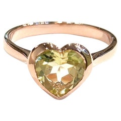 Bochic “Capri” Green Amethyst Heart Shape Ring Set In 18K Gold & Silver 