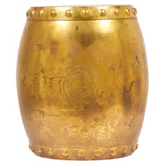 Chinese Gilt Metal Drum-Shaped Garden Stool