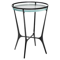 Chloe Drink Table, Dark Bronze Base, Starfire Glass Top