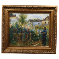 Claude Monet in the Argenteuil Garden Oil Painting After Pierre Auguste Renoir