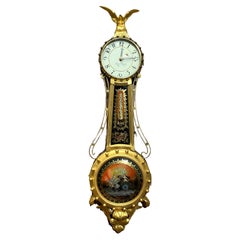 Elmer O. Stennes Weymouth MA Eglomise Girandole Banjo Clock