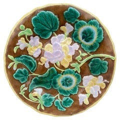 English Majolica Geranium Plate, circa 1880