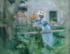 "My Garden" Eurilda Loomis France, Female Artist Impressionist Landscape