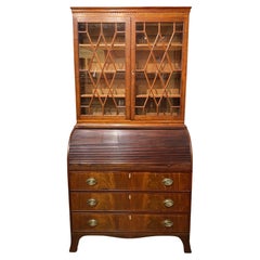 Federal Period Massachusetts Mahogany Secretary Desk with Cylinder Tambour 