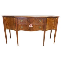 Federal-Style Inlaid Mahogany Sideboard Buffet With Tapered Legs and Dovetailed 