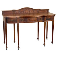 Federal-Style Mahogany Bow-Front Sideboard With Carved Backsplash and Brass Hard