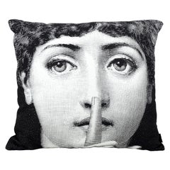 Fornasetti Cushion Silenzio from the Series Tema e Variazioni Cotton