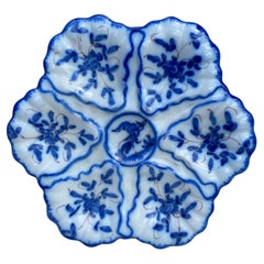 French Blue and White Faience Oyster Plate Moustiers Style, circa 1940