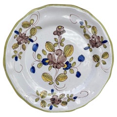 French Faience Flowers Plate Moustiers Style