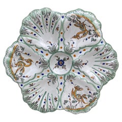 French Faience Oyster Plate Moustiers Style, circa 1940