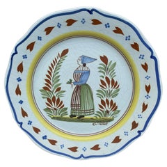 French Faience Plate Quimper circa 1950