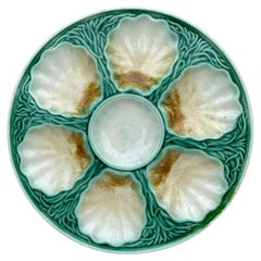 French Majolica Oyster Plate Salins, circa 1890