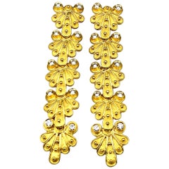 Georgios Collections 18 Karat Yellow Gold Diamond Byzantine Earrings 