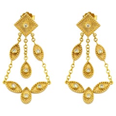 Georgios Collections 18 Karat Yellow Gold Diamond Dangle Chandelier Earrings