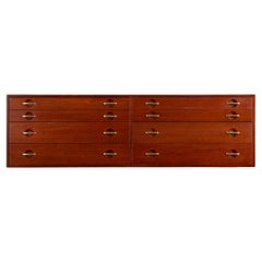 Hans Wegner Johannes Hansen Teak Floating Cabinet with Brass Pulls