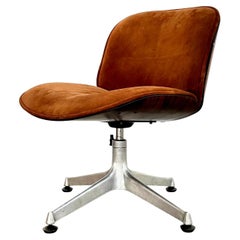 Ico Parisi Rosewood and Suede Desk Chair, 1950s Italy