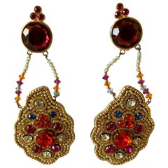 Iconic Lesage Paris Oversized Jeweled Earrings 