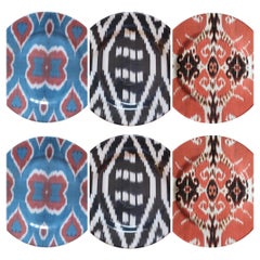 Ikat Ceramic Dinner Plates - Set of 6