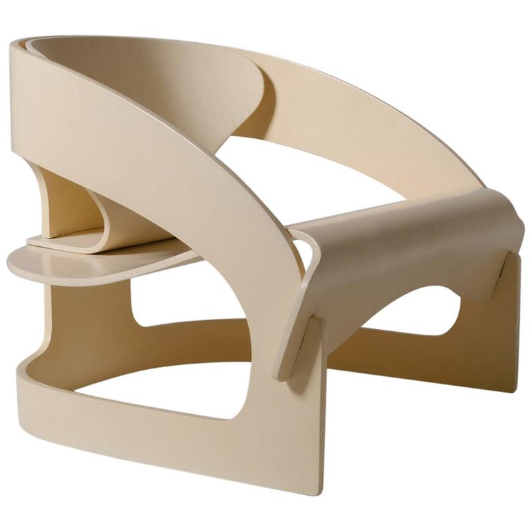 Joe Colombo plywood armchair, 1965, offered by Contemporary Showroom