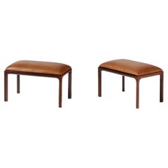 Kai Kristiansen Pair of Rosewood & Leather Ottomans