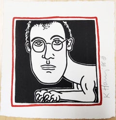 Keith Haring, "SELF-PORTRAIT" (Invitation to Palladium Haring Dinner Party) 1985