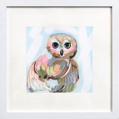 Tootsie Pop - Abstract Owl Painting on Paper Framed