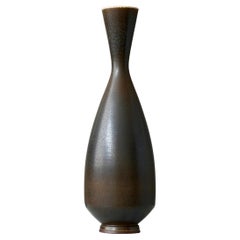 Large Brown Stoneware Vase by Berndt Friberg, Gustavsberg Studio, Sweden, 1963