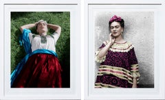 Frida Kahlo in the Blue House, Coyoacán, Diptych. From the  Frida Khalo Series